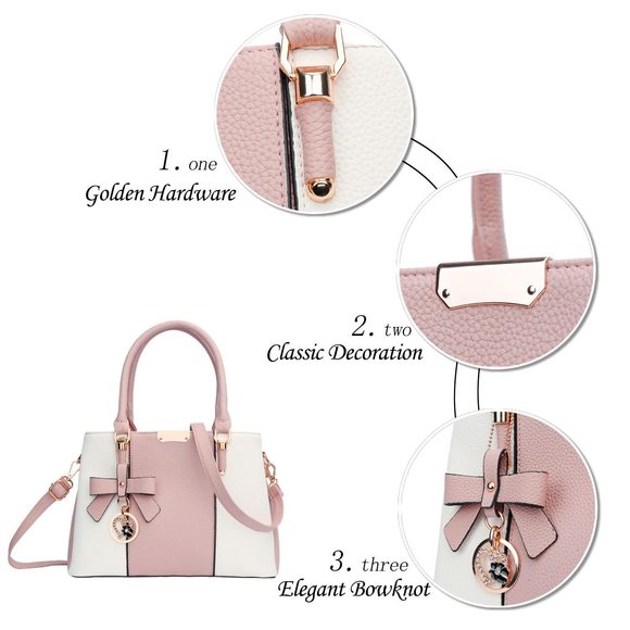 Pink/White Triple-Section Shoulder Bag Bags